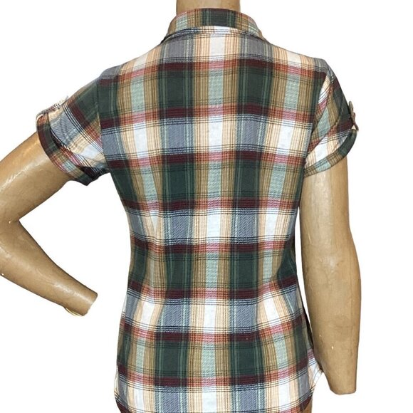 Eden & Olivia Plaid Shirt Button Down Short Sleeve Sz S #324B - Picture 6 of 9